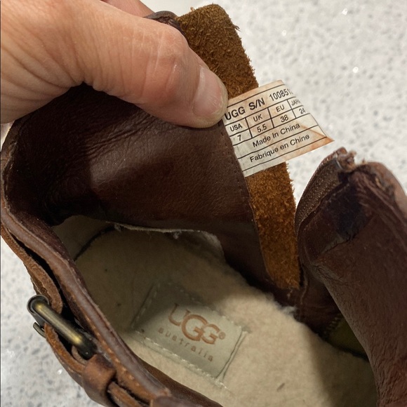 UGG Brown Ankle Boots with Buckle Straps and Low Heel - Picture 2 of 11